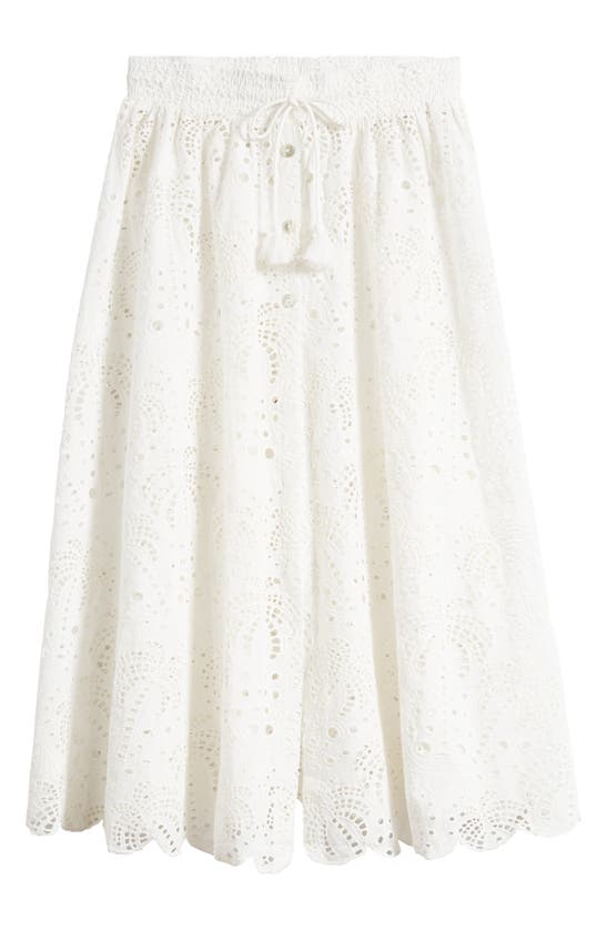 Shop Farm Rio Laise Cotton Eyelet Cover-up Skirt In Rose Pink