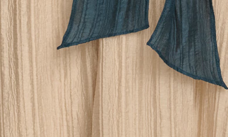 Shop Donna Karan Tie Waist Plissé Fit & Flare Dress In Sand/ Tide