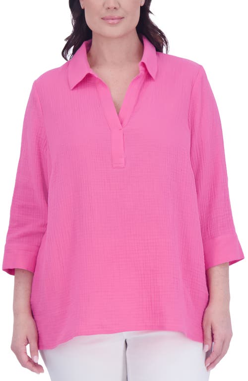 Foxcroft Sophia Cotton Gauze Popover Shirt at Nordstrom