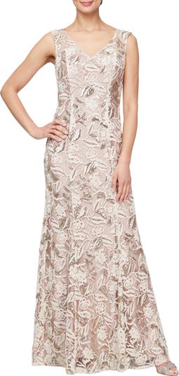 Alex Evenings Floral Embroidered Evening Gown Nordstrom