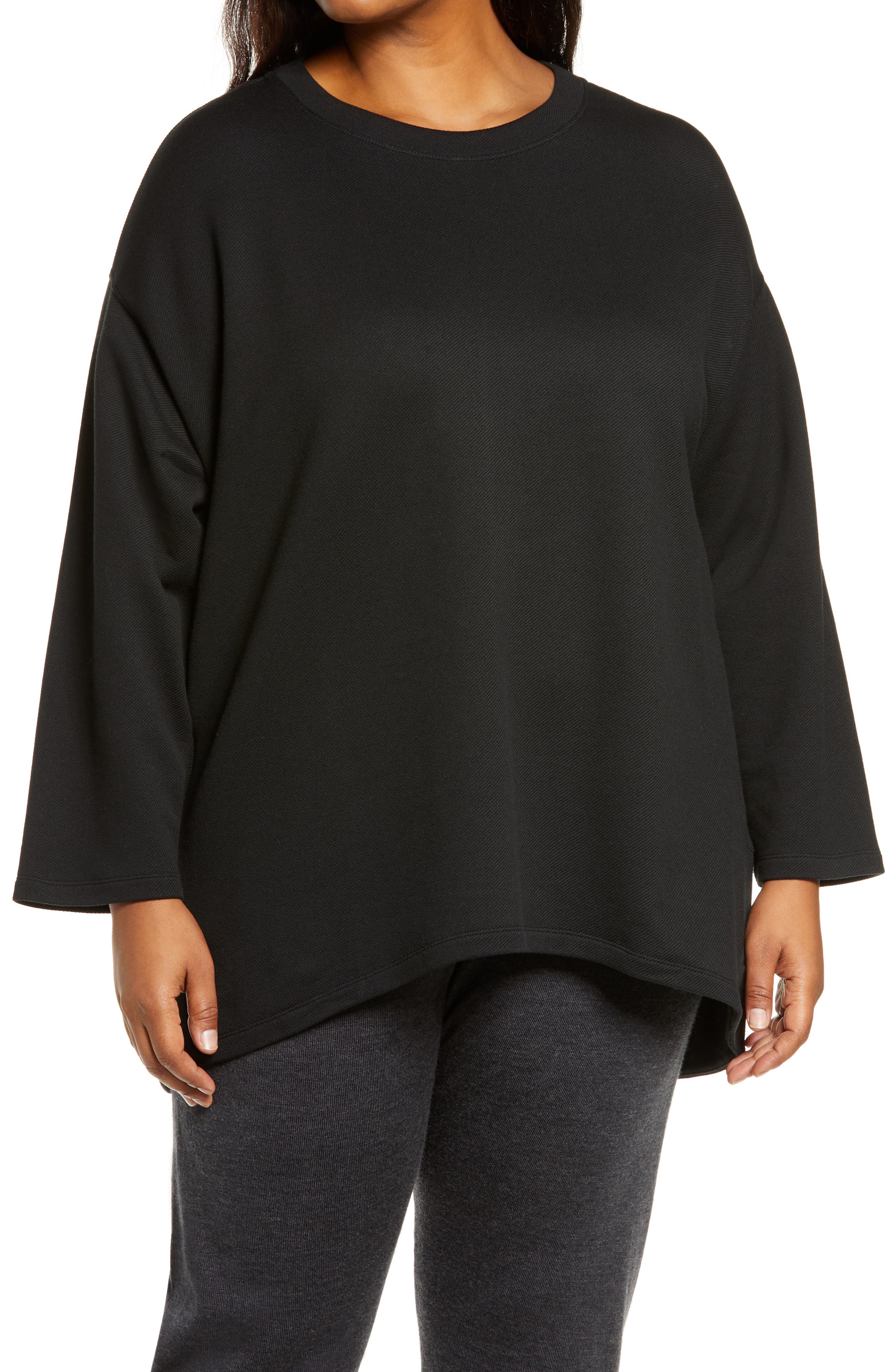 Click to view more detailed imagery on our partner's website Eileen Fisher Organic Cotton Twill Knit Top In Black
