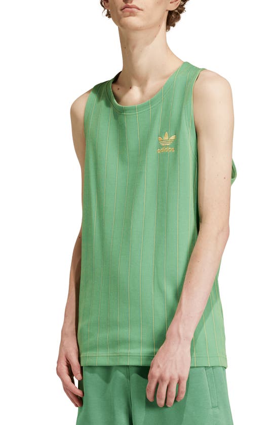 Shop Adidas Originals Pinstripe Tank In Preloved Green
