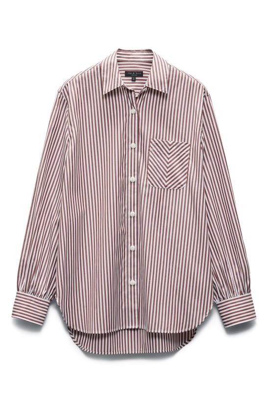Shop Rag & Bone Maxine Stripe Cotton Button-up Shirt In Thin Brown Stripe