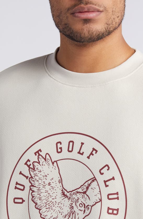 Shop Quiet Golf Owl Cotton Graphic Sweatshirt In Beige