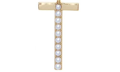 Ettika Imitation Pearl Initial Pendant Necklace In Gold- T