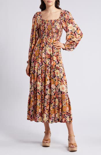 Rip Curl Mystic Floral Smocked Long Sleeve Maxi Dress | Nordstrom