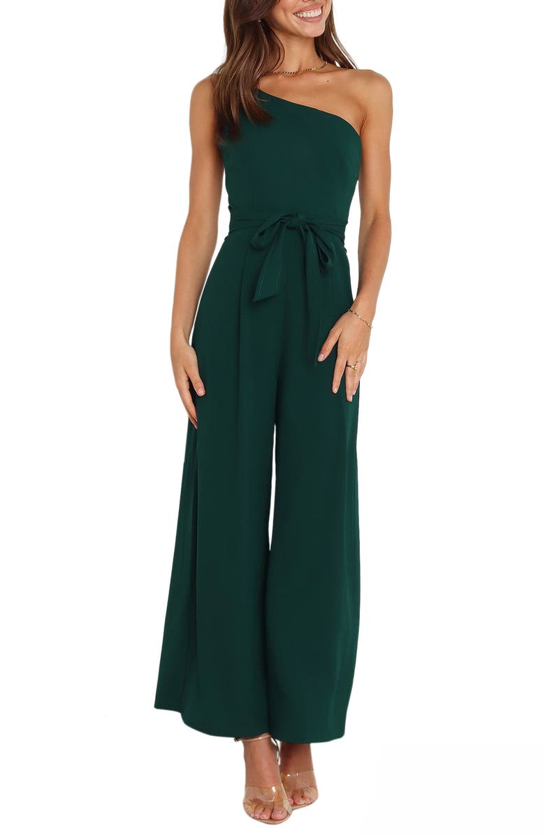 Petal & Pup Leyton Belted One-Shoulder Jumpsuit, Main, color, 