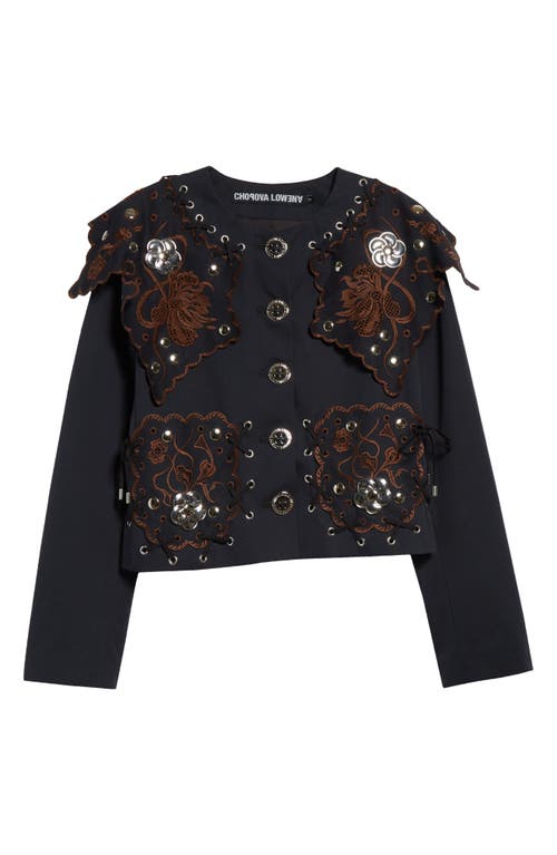 Shop Chopova Lowena Pookie Embroidered Patch Jacket In Navy