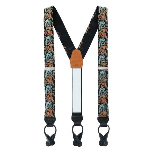 Trafalgar Birds Of Prosperity Silk Button End Suspenders (braces) And Necktie Set In Black