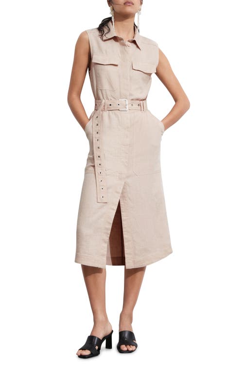 Shop & Other Stories Sleeveless Linen Shirtdress In Beige Dusty Light