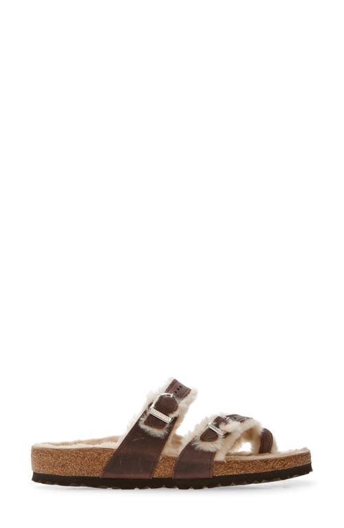 Shop Birkenstock Arizona Slide Sandal With Genuine Shearling In Taupe