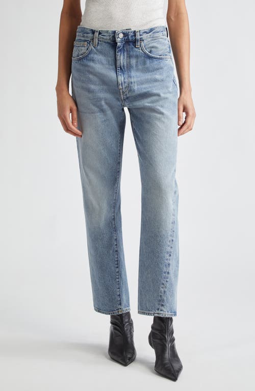 TOTEME Twisted Seam High Waist Straight Leg Jeans Worn Blue at Nordstrom