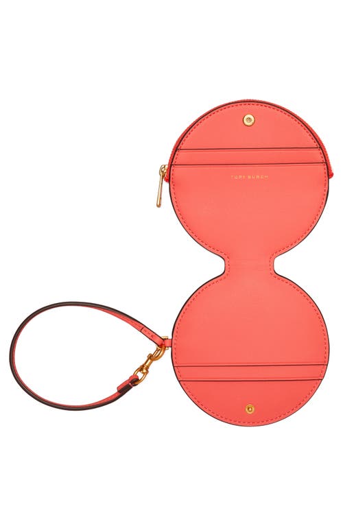 Tory Burch Ella Bio Circle Zip Card Case In Coral Crush