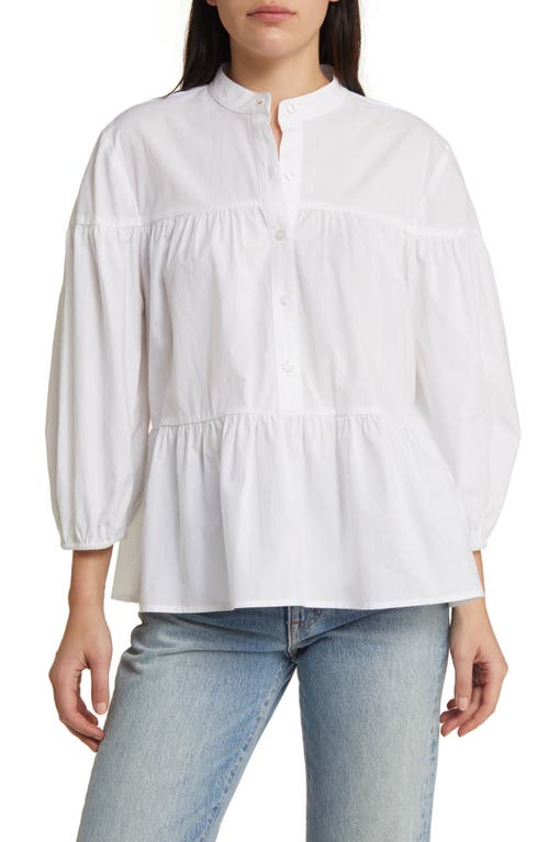 WAYF Addison Tiered Cotton Popover Top Ivory at Nordstrom,
