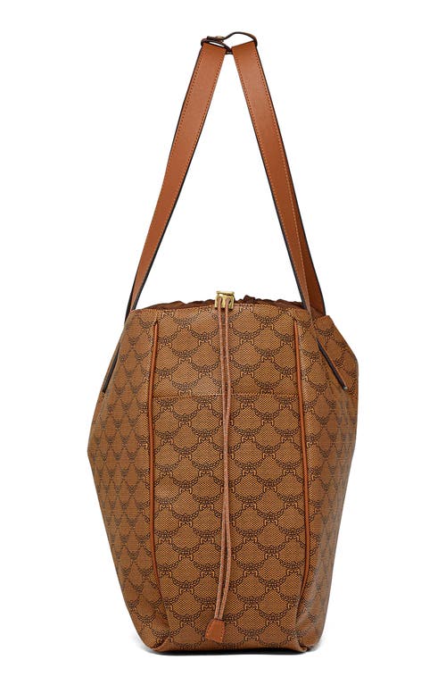 Shop Mcm Extra Large Himmel Lauretos Coated Canvas Tote In Cognac