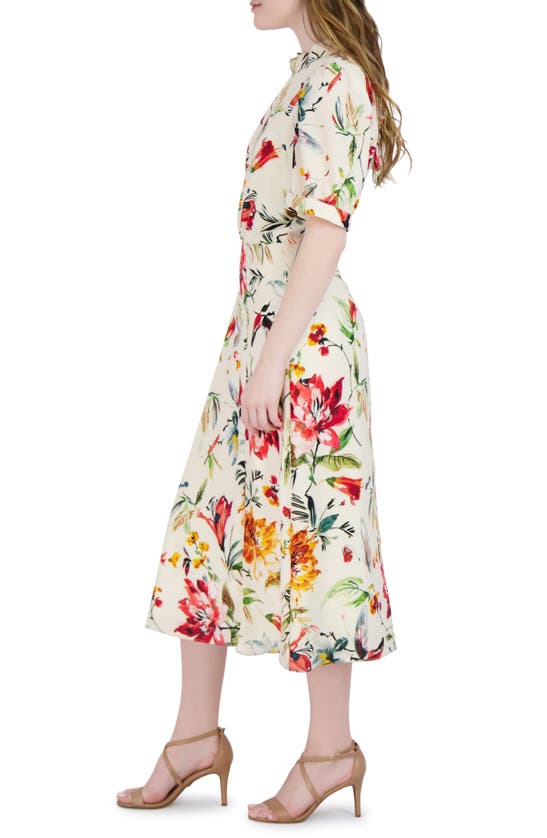 Shop Julia Jordan Floral Mock Neck Midi Dress In Ivory/multi