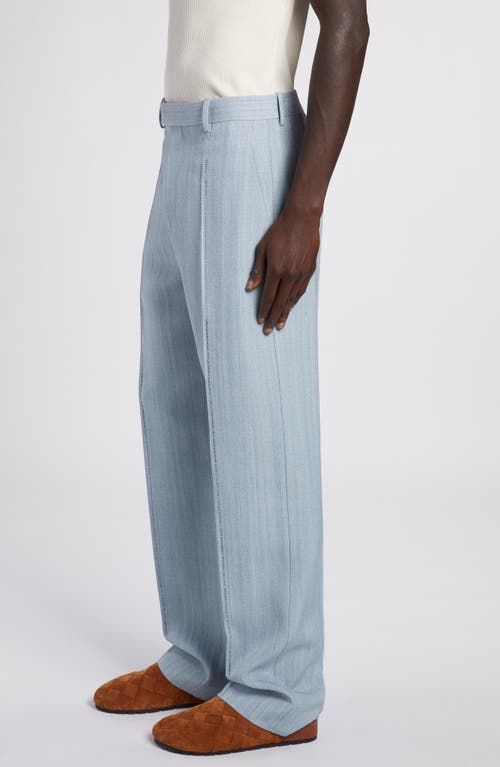 Bottega Veneta Men's Grainy Open Stitch Trousers In River/cloud