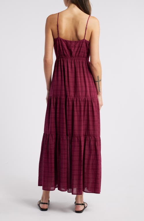 Shop Treasure & Bond Front Button Tiered Maxi Dress In Fuschia Plaid