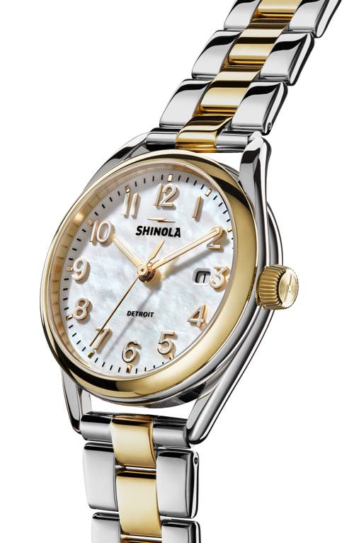 Shop Shinola Derby Two-tone Bracelet Watch, 38mm In Two Tone/mop