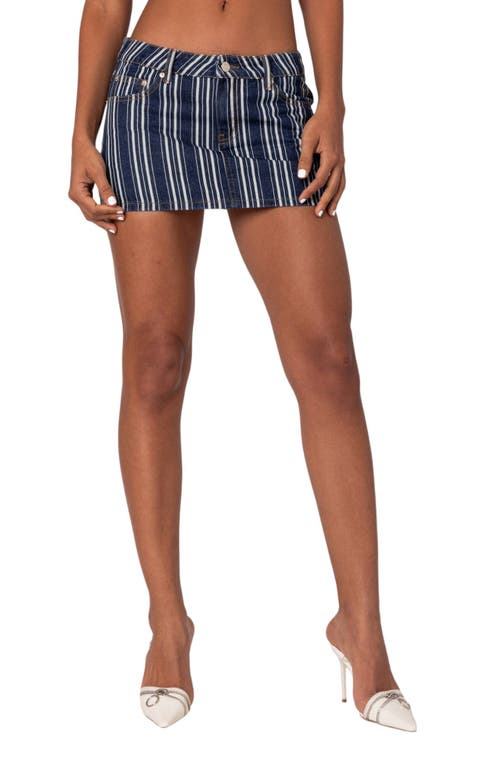 EDIKTED Inez Striped Denim Miniskirt Mix at Nordstrom,