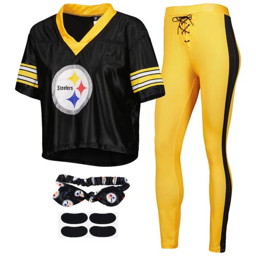JERRY LEIGH Women's Black Pittsburgh Steelers Game Day Costume Sleep Set