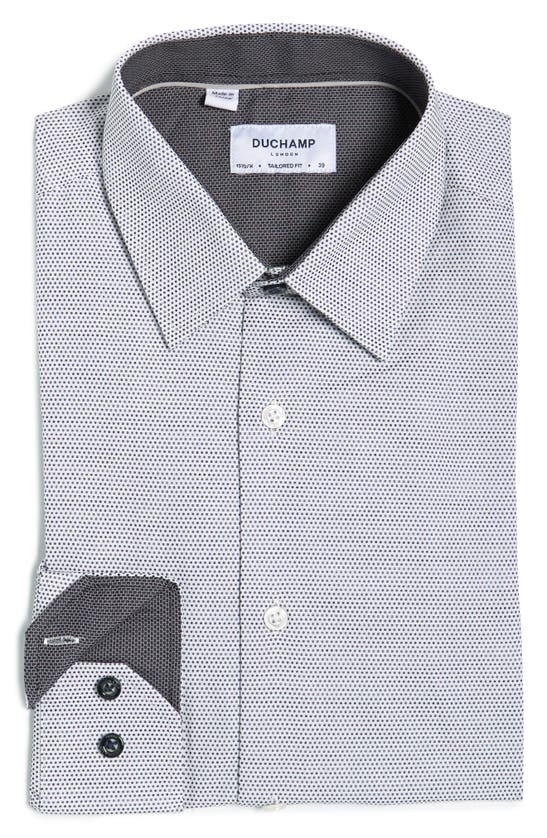 Shop Duchamp Tailored Fit Fancy Dot Cotton Button-up Shirt In Black