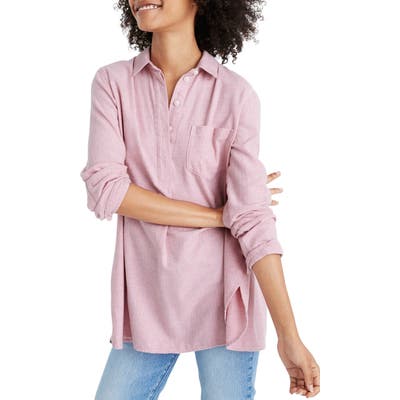 Plus Size Madewell Flannel Classic Ex-Boyfriend Button Back Shirt, Pink