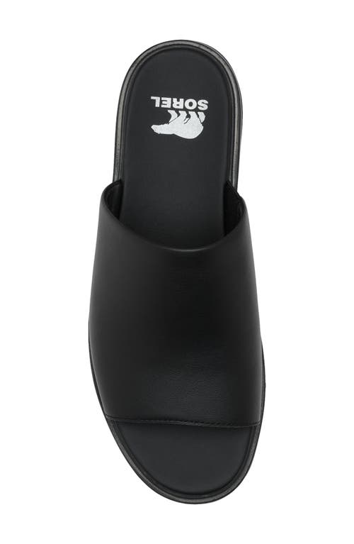 Sorel Dayspring Womens Leather Wedge Slide Sandals In Black/black