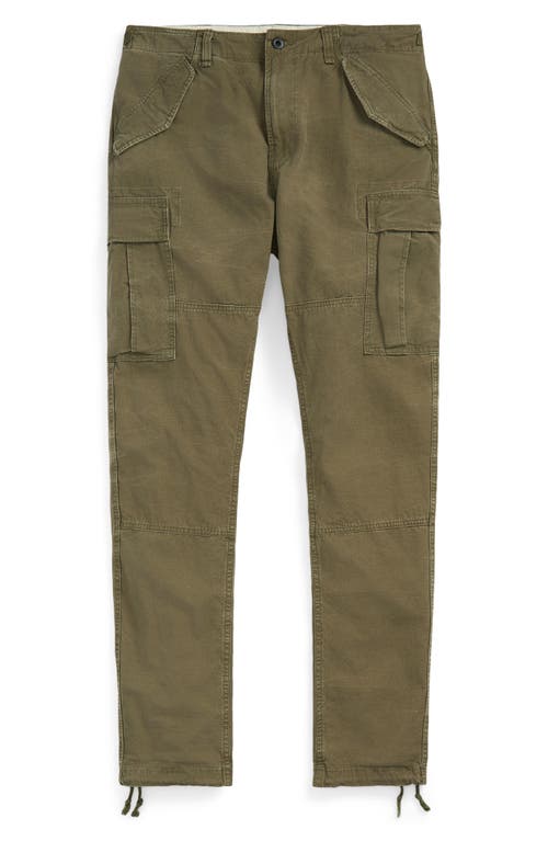 Shop Polo Ralph Lauren Cotton Slub Canvas Cargo Pants In Outdoors Olive