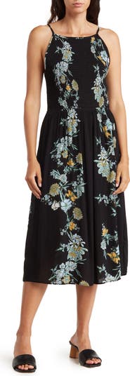 C & C California Casey Floral Halter Neck Midi Dress | Nordstromrack