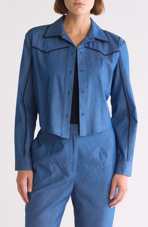 Chambray Crop Shirt Jacket