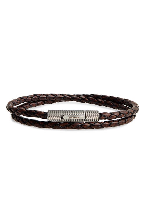Jonas Studio Braided Leather Wrap Bracelet in Brown