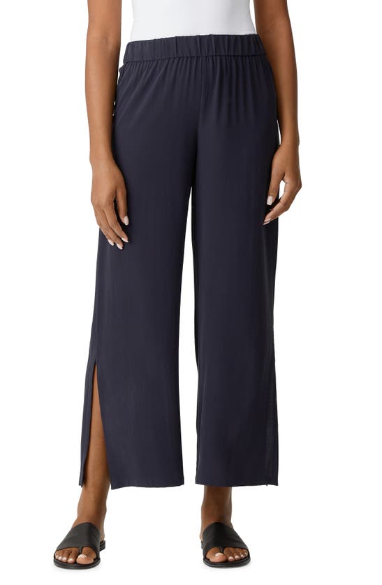 EILEEN FISHER SILK GEORGETTE CREPE ANKLE STRAIGHT LEG trousers
