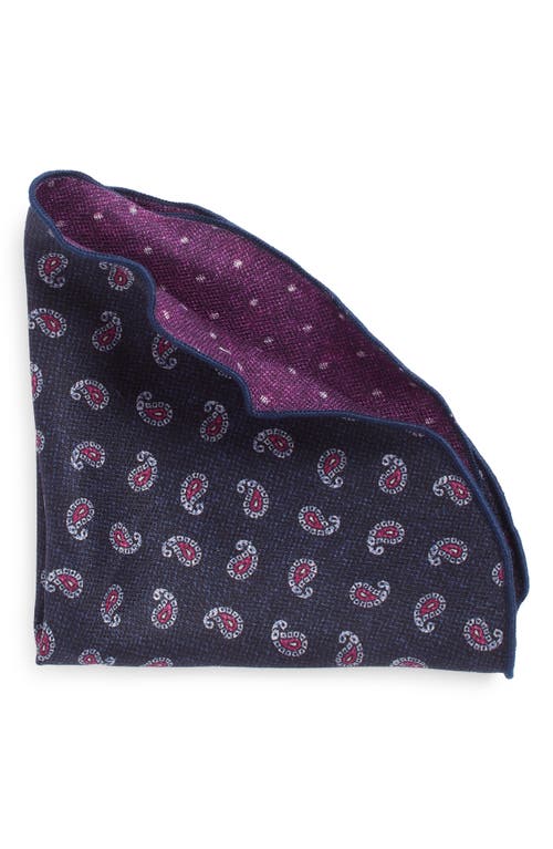 EDWARD ARMAH Paisley & Polka Dot Reversible Silk Pocket Circle in Navy at Nordstrom