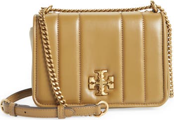 Kira Leather Wallet On Chain in Brown - Tory Burch
