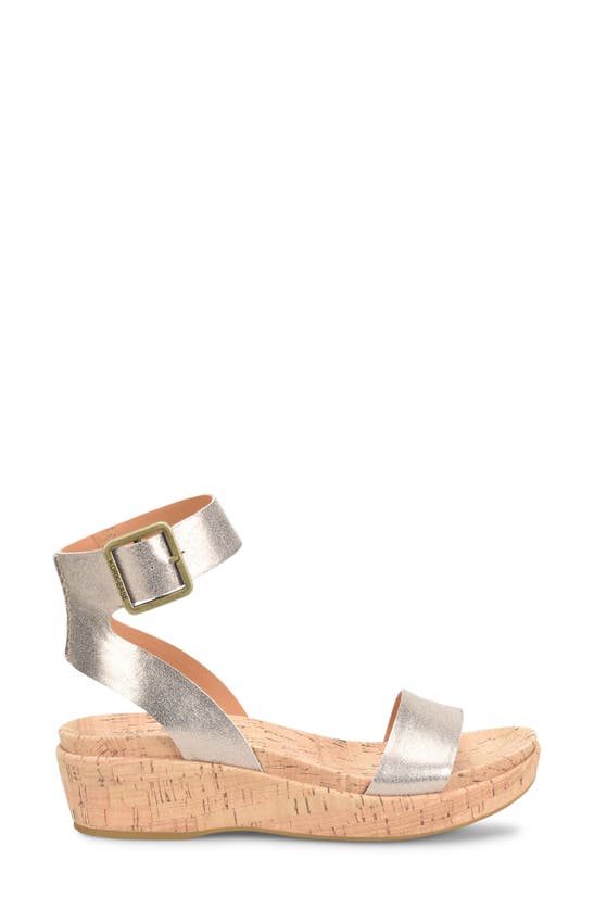 Shop Kork-ease Mullica Ankle Strap Platform Wedge Sandal In Gold Metallic