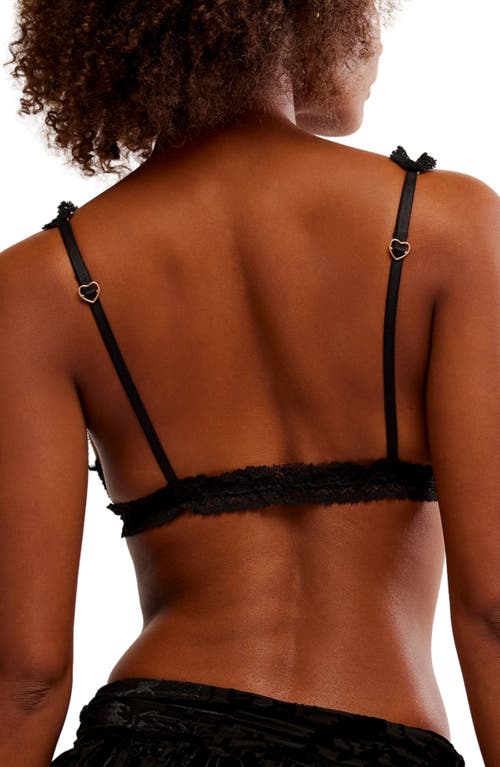 Free People Intimately Fp Heart To Heart Dotted Mesh Bralette In Black
