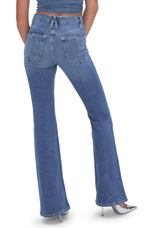 Good American Good Legs Flare Split Hem Jeans In Indigo591
