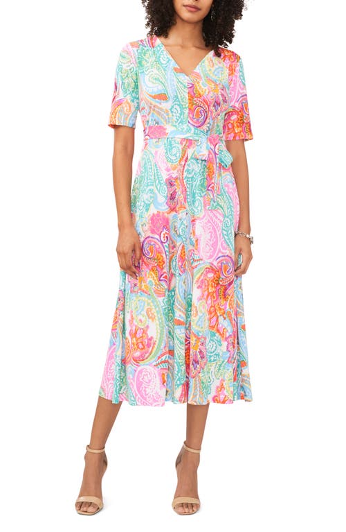 CHAUS CHAUS V-NECK TIE WAIST MIDI DRESS