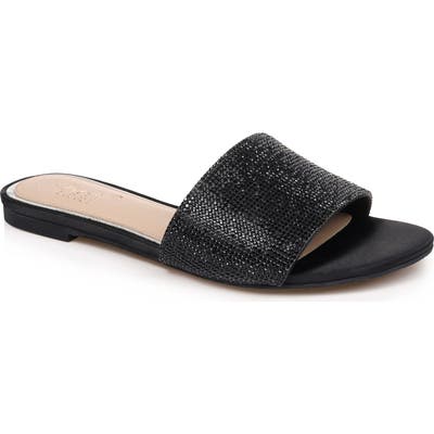 Jewel Badgley Mischka Khaleesi Crystal Slide Sandal, Black