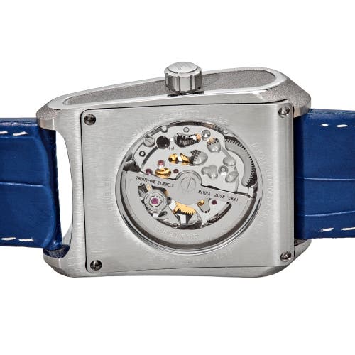 Shop Heritor Automatic Wyatt Skeleton Watch In Silver/blue