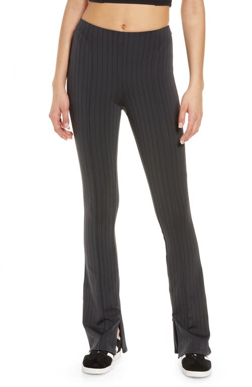 Shop Alo Yoga Alo Zip It Pinstripe High Waist Zip Cuff Flare Leggings In Anthracite/black