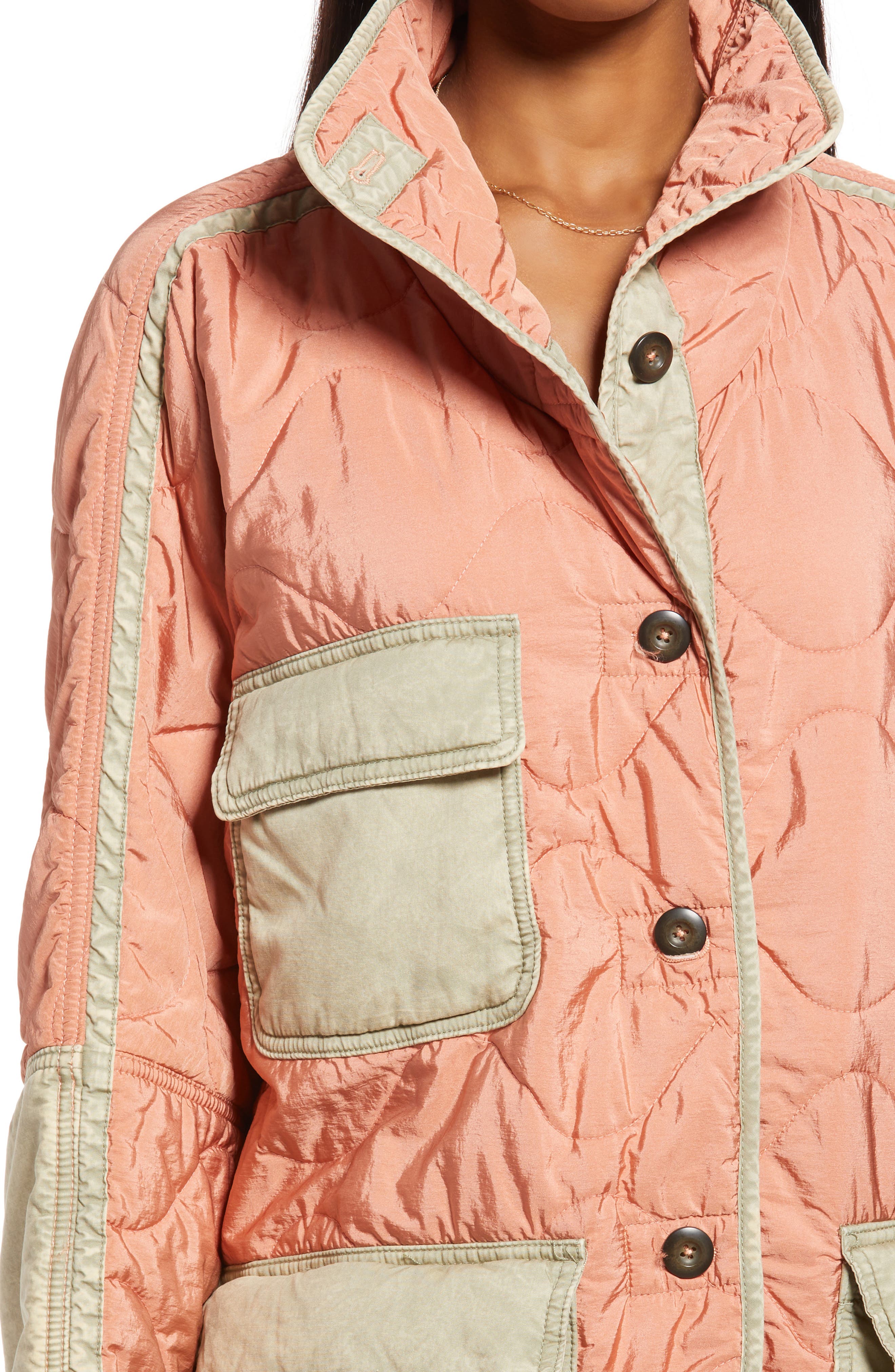 Free People Mixed Military Dolman Jacket - Orange - Fur Jackets