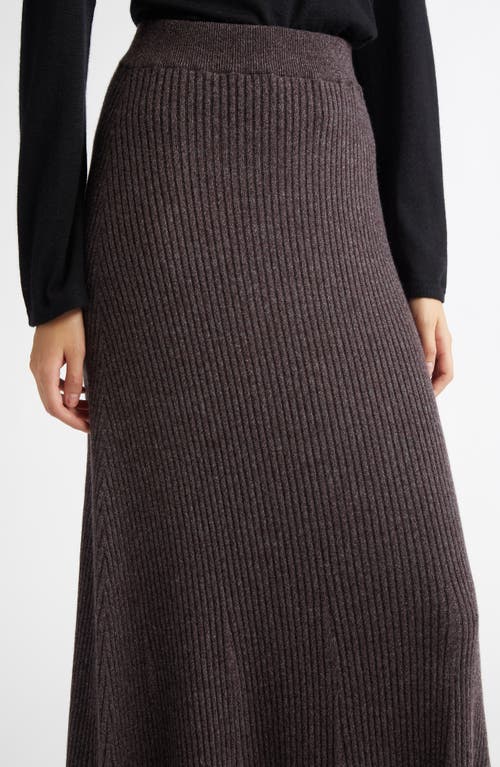 Shop Johnstons Of Elgin Cashmere Rib A-line Sweater Skirt In Dark Russet Marl