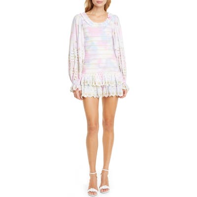 Loveshackfancy Celia Embroidery Detail Long Sleeve Cotton Minidress