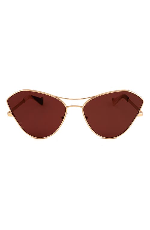 Fluxus 65MM Cat Eye Sunglasses in Gold/Brown