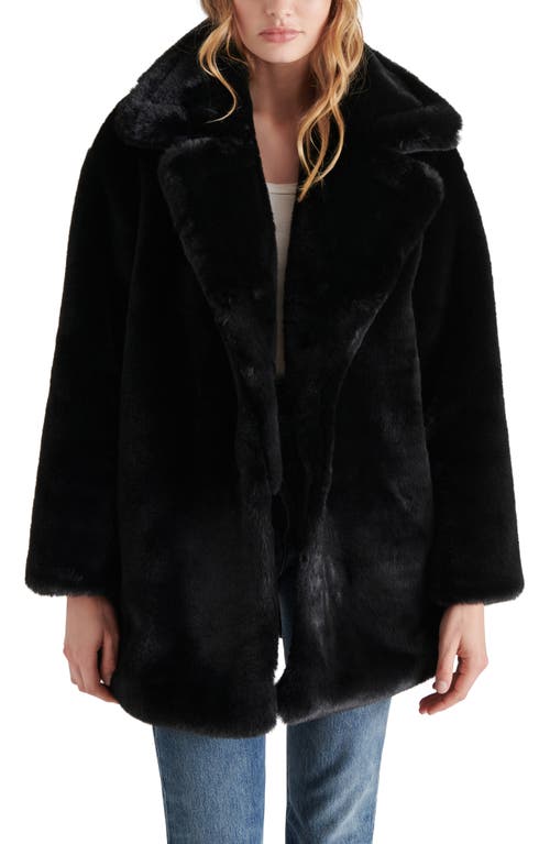 Shop Steve Madden Faux Fur Snow Coat In Black