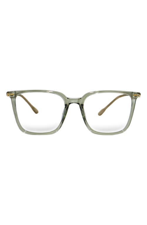 Frankie 62mm Square Blue Light Blocking Glasses in Transparent Green/Clear