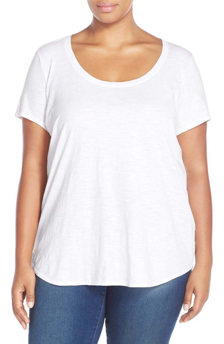 Eileen Fisher Scoop Neck Organic Cotton Jersey Tee (Plus Size) | Nordstrom