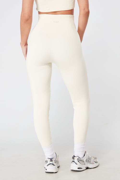 Shop Twill Active Recycled Seamless Rib High Waist Legging In Cream